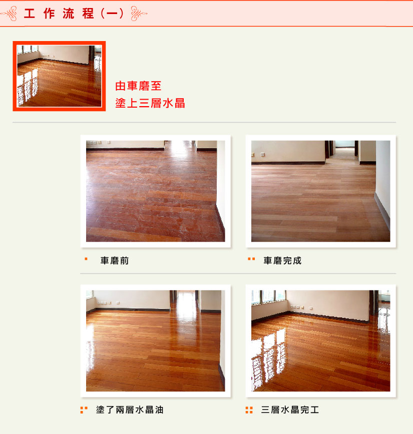 翻新維修保護地板工程、修補發霉發黑地板、車磨地板及打水晶地蠟工程 fai wong wooden coat flooring polish company